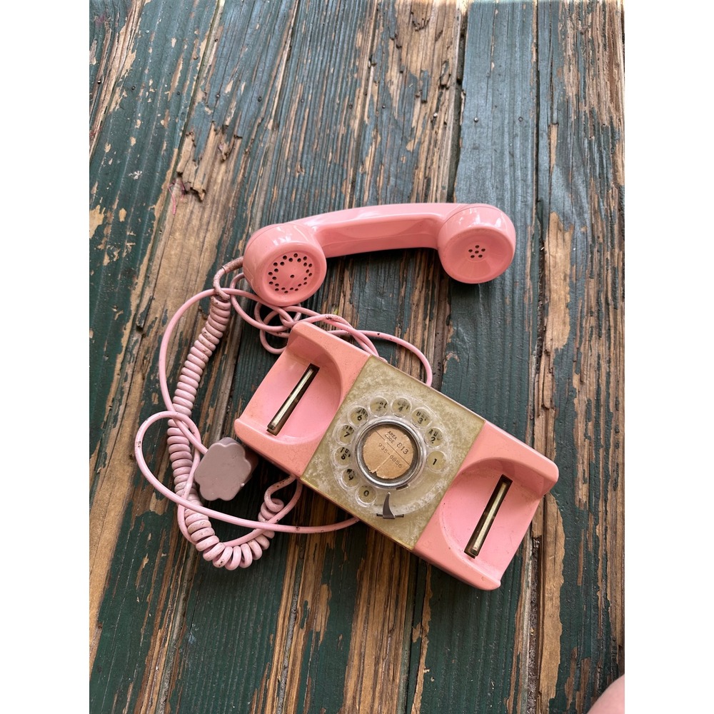 Vintage Pink Rotary Dial Princess Phone Mid-Century Retro Landline Telephone